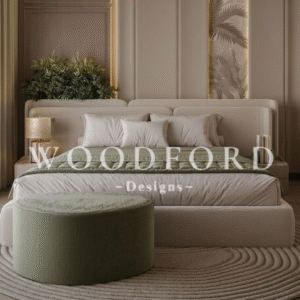 Woodford Modern Upholstered Bed Set with Sage Green Ottoman