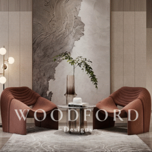 Woodford Modern Sculptural Twin Chairs