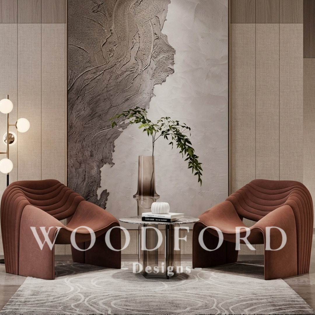 Woodford Modern Sculptural Twin Chairs