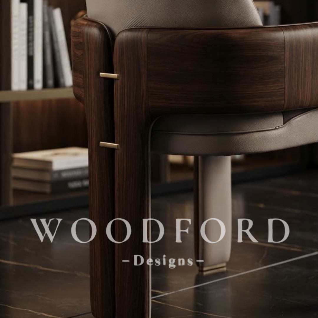 Woodford Luxury Executive Walnut & Leather Dining Chair - Image 3