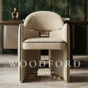 Woodford Luxury Architectural Cream Upholstered Dining Chair