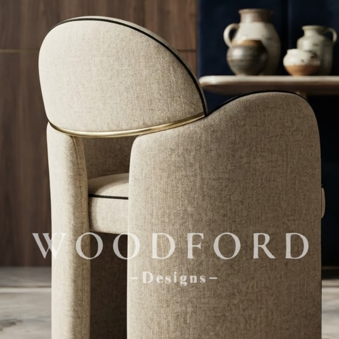 Woodford Luxury Architectural Cream Upholstered Dining Chair - Image 3