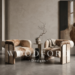 Woodford Luxury Cowhide Print Twin Chairs