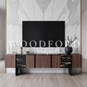Woodford Luxury Walnut & Black Marble Media Console
