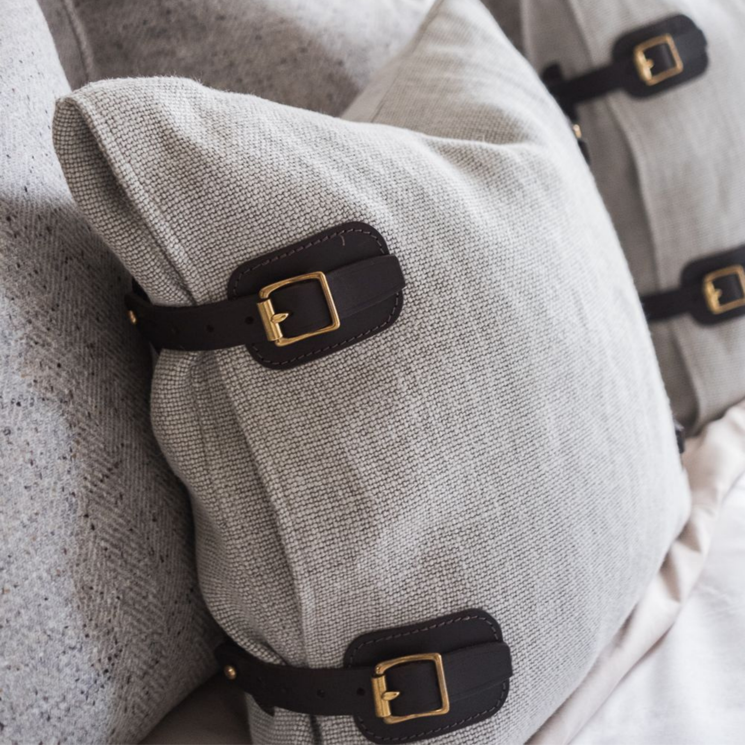 Woodford Leather-Buckle Weave Cushion - Image 2