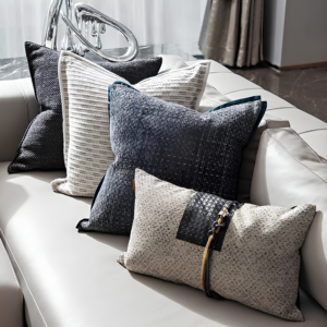 Woodford Leather-Buckle Weave Cushion