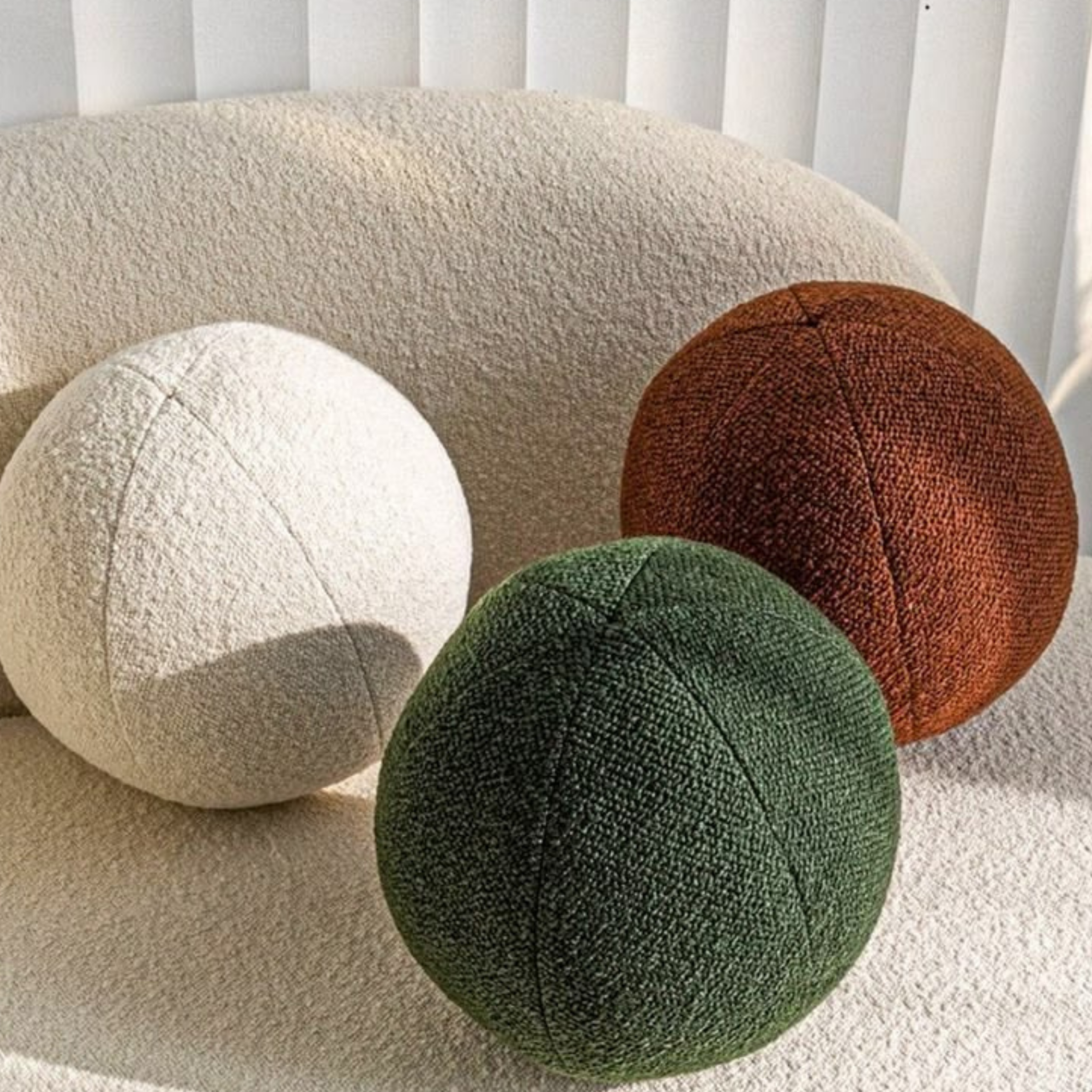 Woodford Sculptural Bouclé Sphere Cushion - Image 2