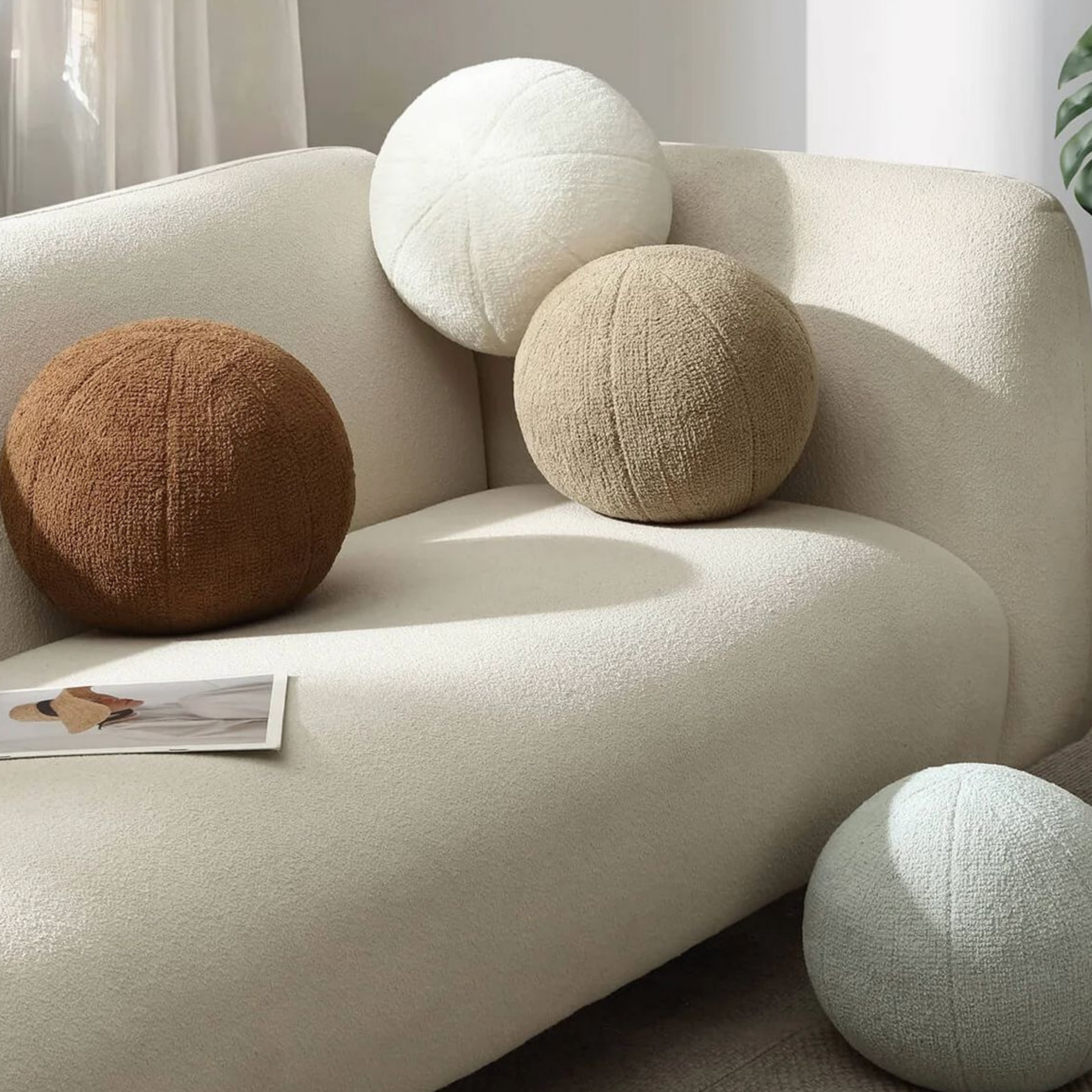 Woodford Sculptural Bouclé Sphere Cushion